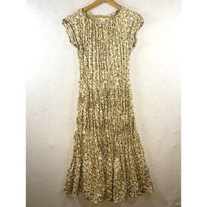 Ines De La Fressange Uniqlo Womens Crinkle Maxi Dress Sz XXS Paisley Cottagecore